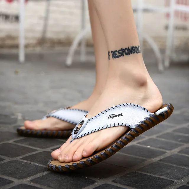 Flip Flop Minecraft Flip Flops Genuine Leather Beach Shoes