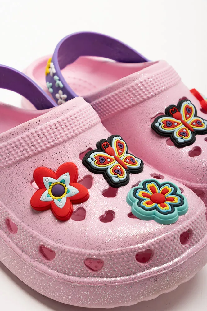 Trainer Shoes Flower Charms Clogs Pink