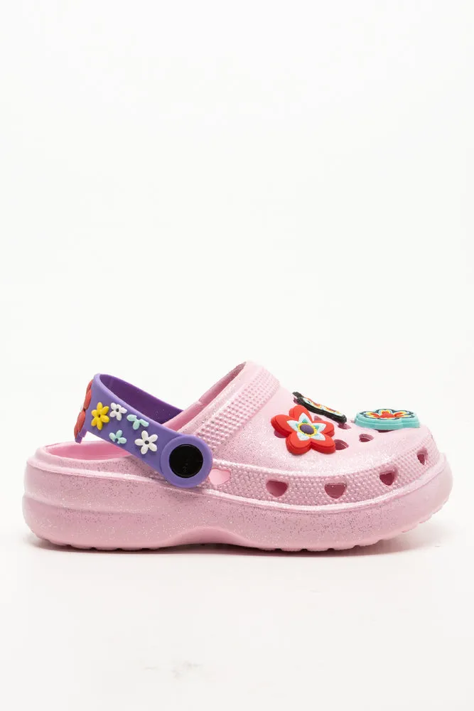 Flower Charms Clogs Pink Hiit Cross Training Shoes