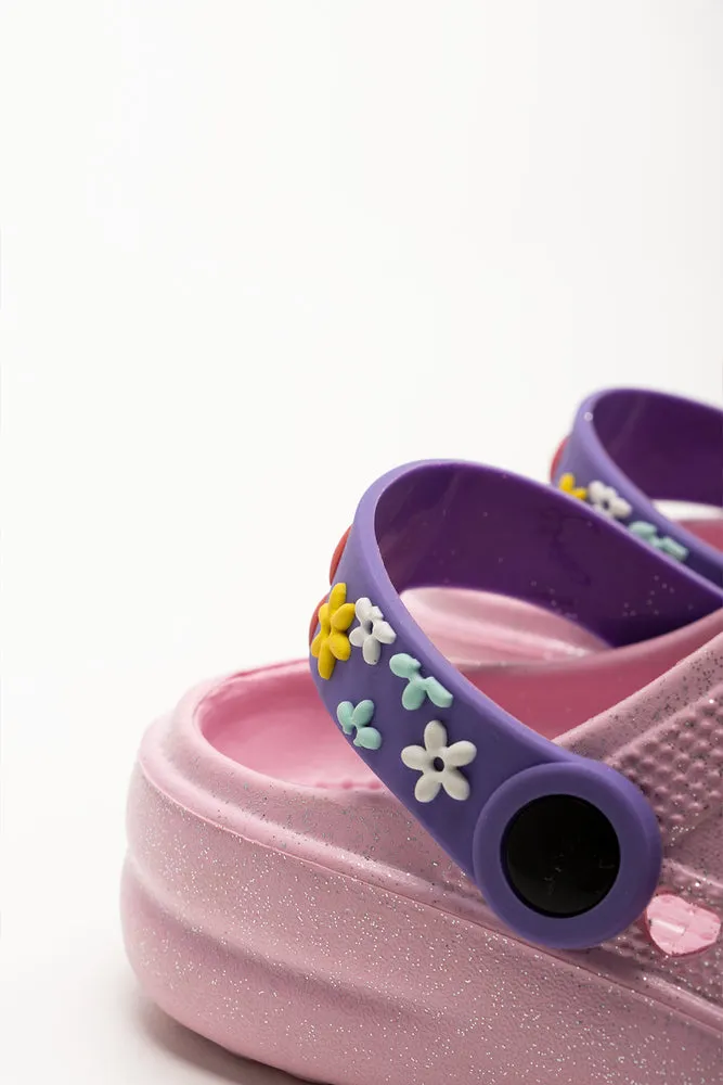 Flower Charms Clogs Pink Adidas Indoor Training Shoes