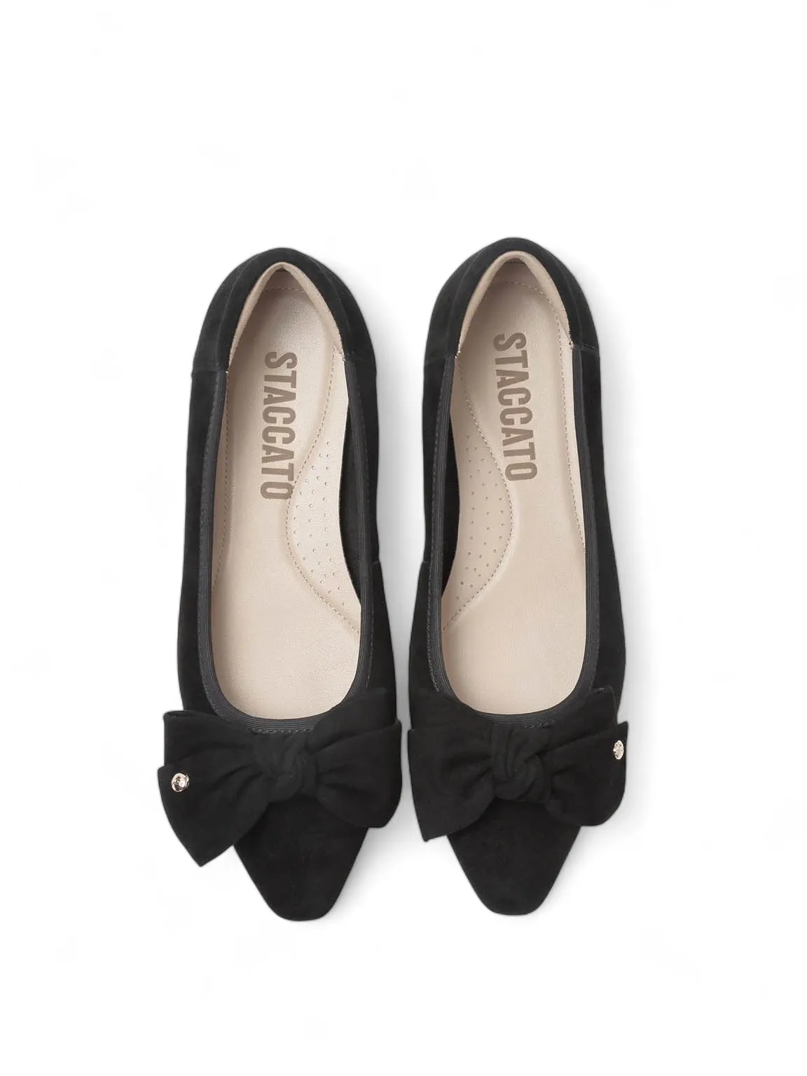 Stamp Lace Flat Shoes Fluffy Bow Ballerina Flats