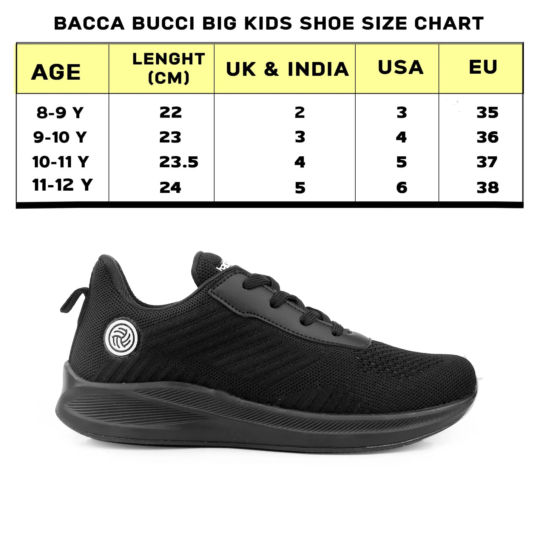 Running And Workout Shoes Bacca Bucci Boys or Girls Essential Knit Running Sports Shoe (Age: 8 year to 12 years)