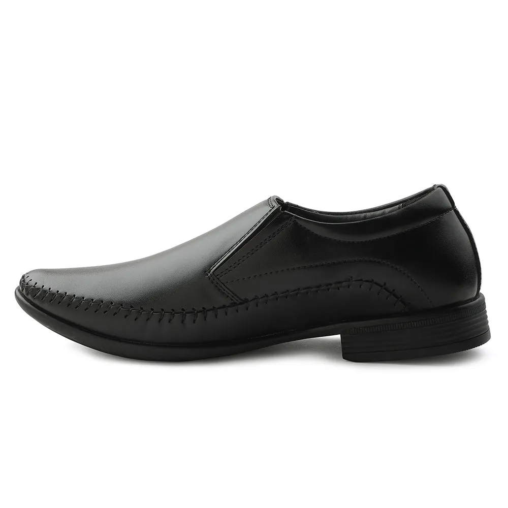 Fortune Black Formal Non Lacing Moccasin Shoes For Men HML-18E By Liberty Comfortable Shoes To Wear With Dresses