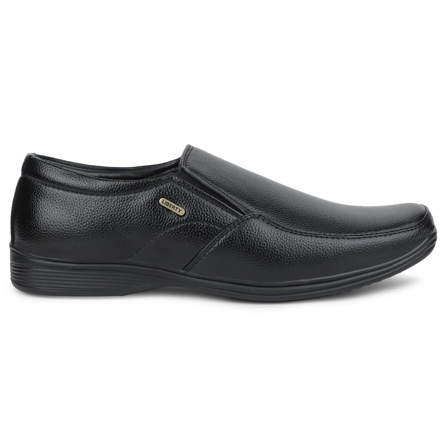 Gold Flat Dress Shoes Fortune Black Formal Non Lacing Moccasin Shoes For Men R573-06 By Liberty