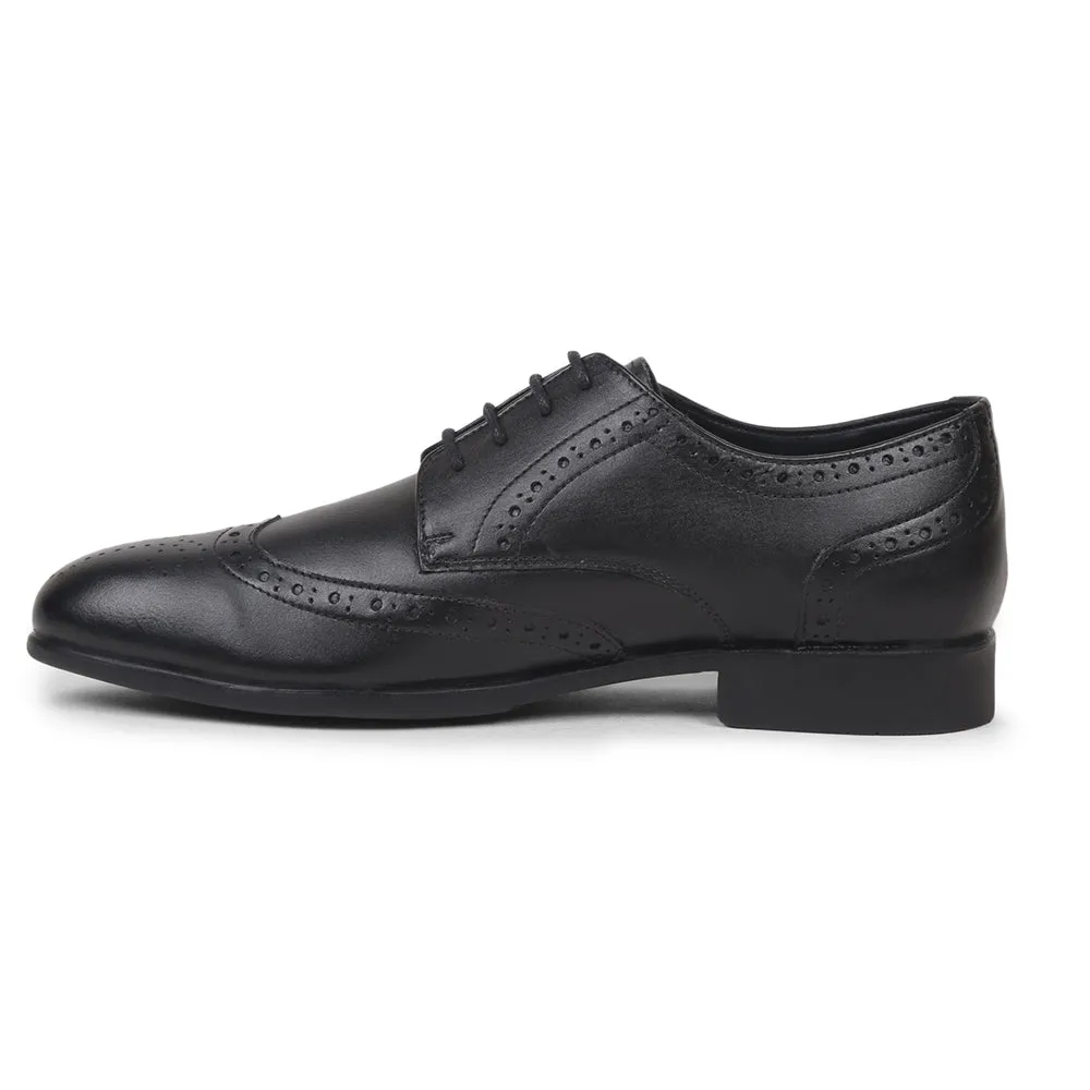 Fortune Black Lacing Formal Oxford Shoes For Men BELGIUM01E By Liberty Formal Dressing Shoes