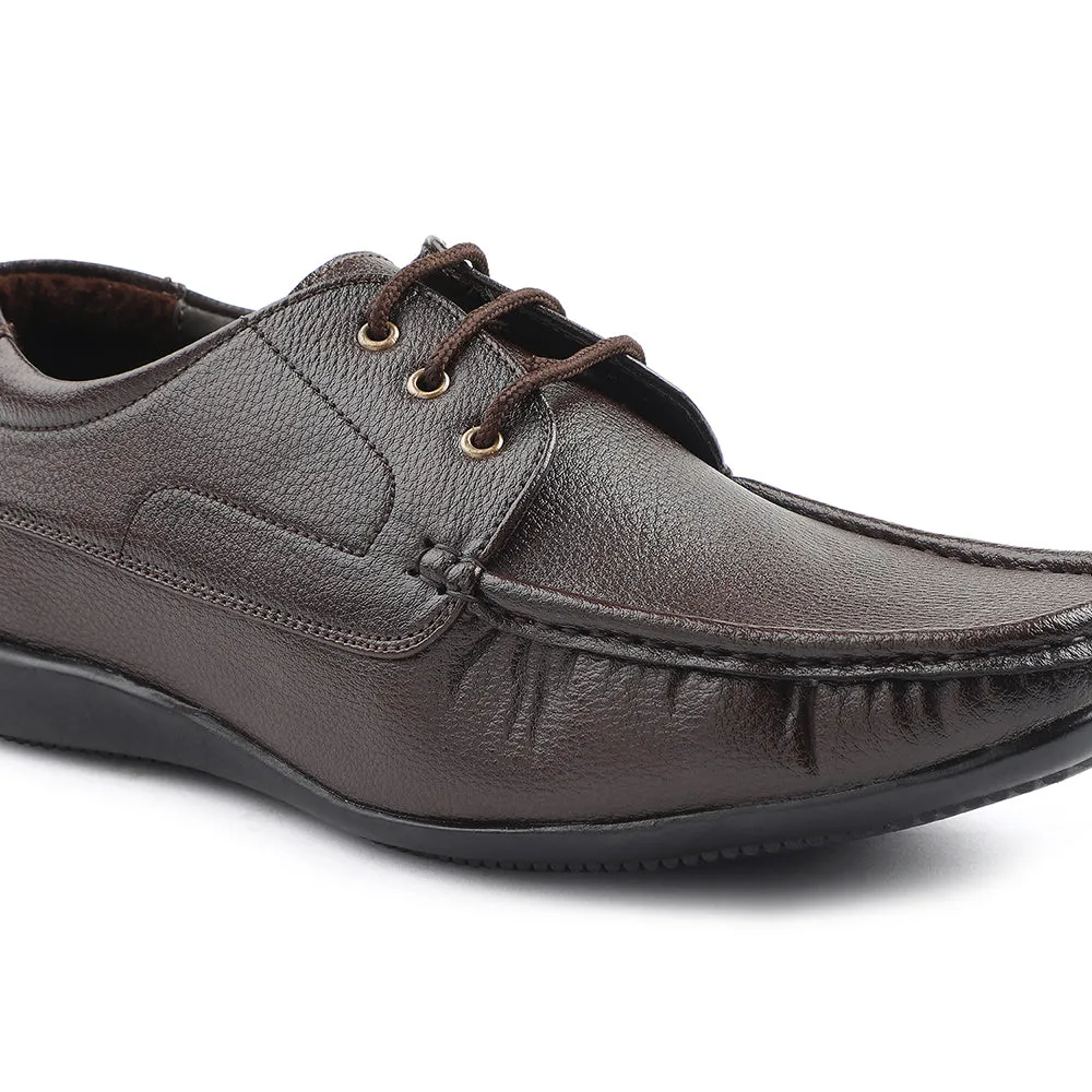 Fortune Brown Lacing Formal Derby Shoes For Men HML-6E By Liberty Woven Leather Dress Shoes