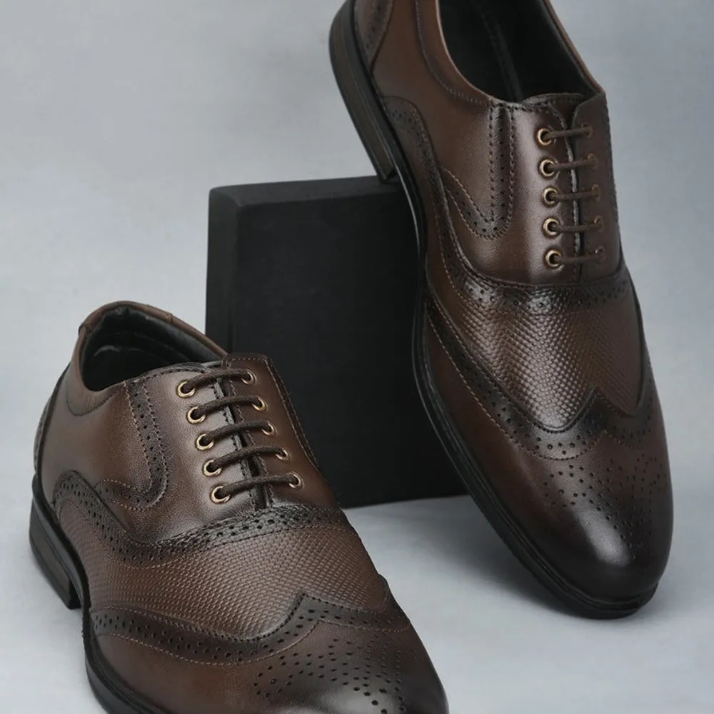Fortune Formal Brown Lacing Brogue Shoes For Men HOL-125E By Liberty Versatile Dress Shoe