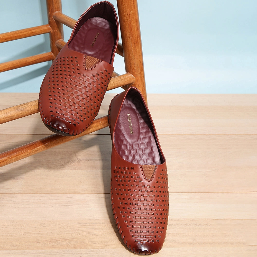 Fortune Tan Casual Mojari Loafers Shoes For Men AVN-40 By Liberty Camper Walden Loafers