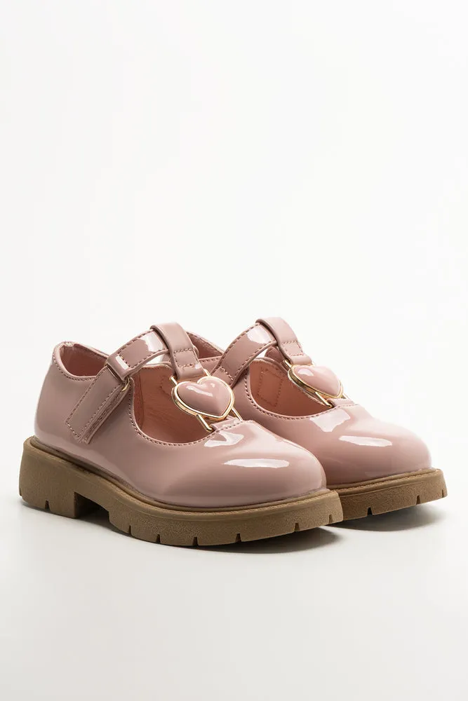 Best Running Shoes Big Heart Trim T-Bar Shoes Pink