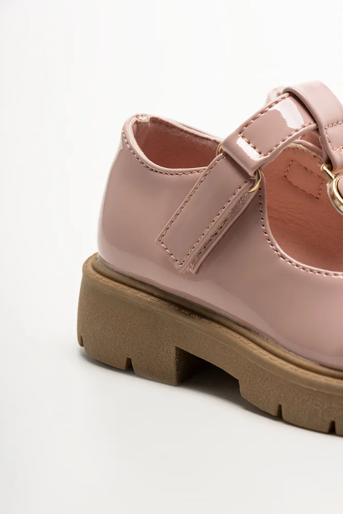 Heart Trim T-Bar Shoes Pink Bondi 9 Running Shoes