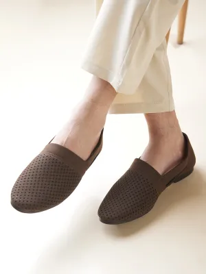 Regal Brown Mens Laser Cut Suede Casual Slip Ons Shoreline Slip-on Shoes