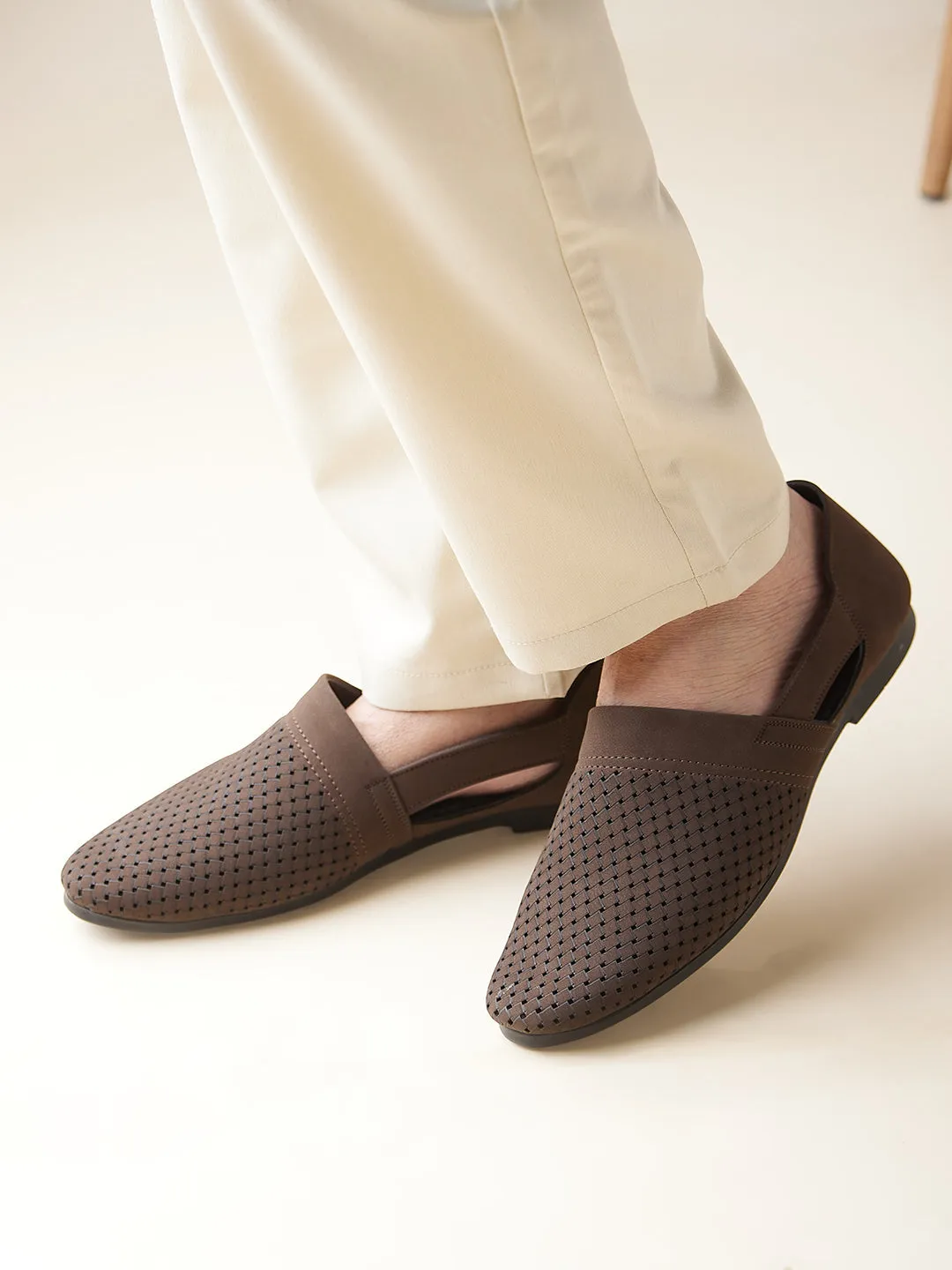 Hey Dude Wally Slip On Regal Brown Mens Laser Cut Suede Casual Slip Ons