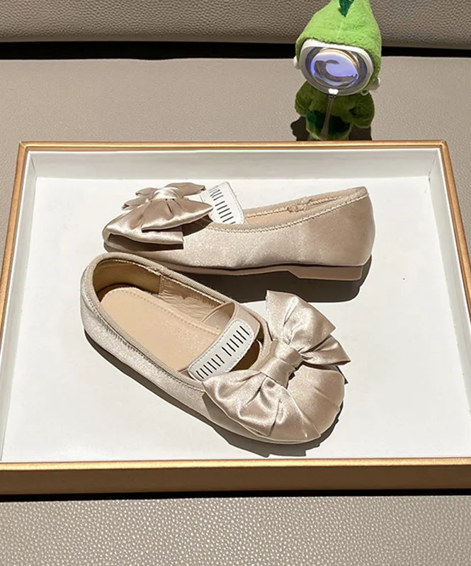 Splicing Bow New Apricot Girls Shoes Flat Best And Comfortable Running Shoes