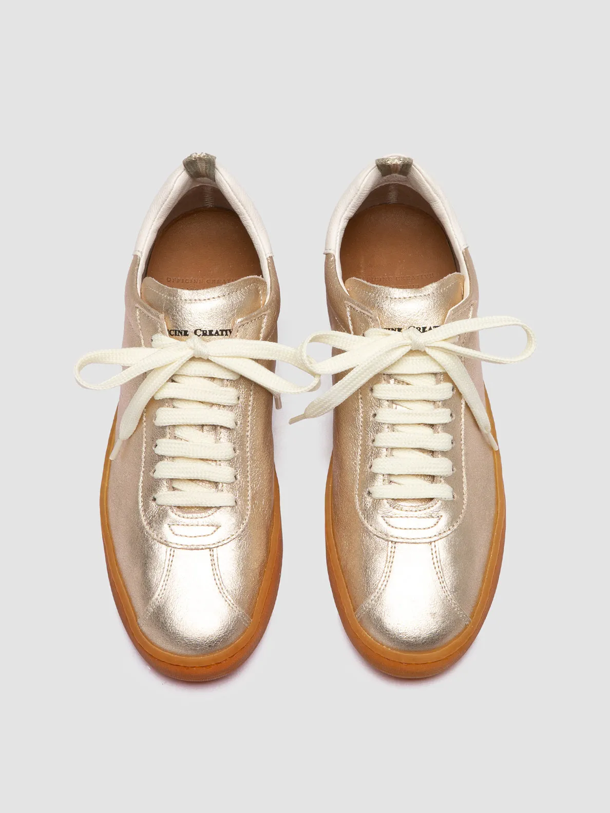 Sneakers With High Heels DESTINY 101 - Gold Leather Low Top Sneakers