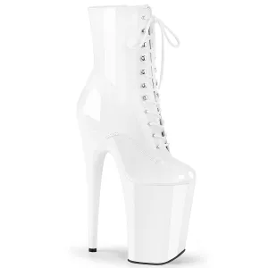 Boots For Calves 9 Inch Heel INFINITY-1020 White Pat