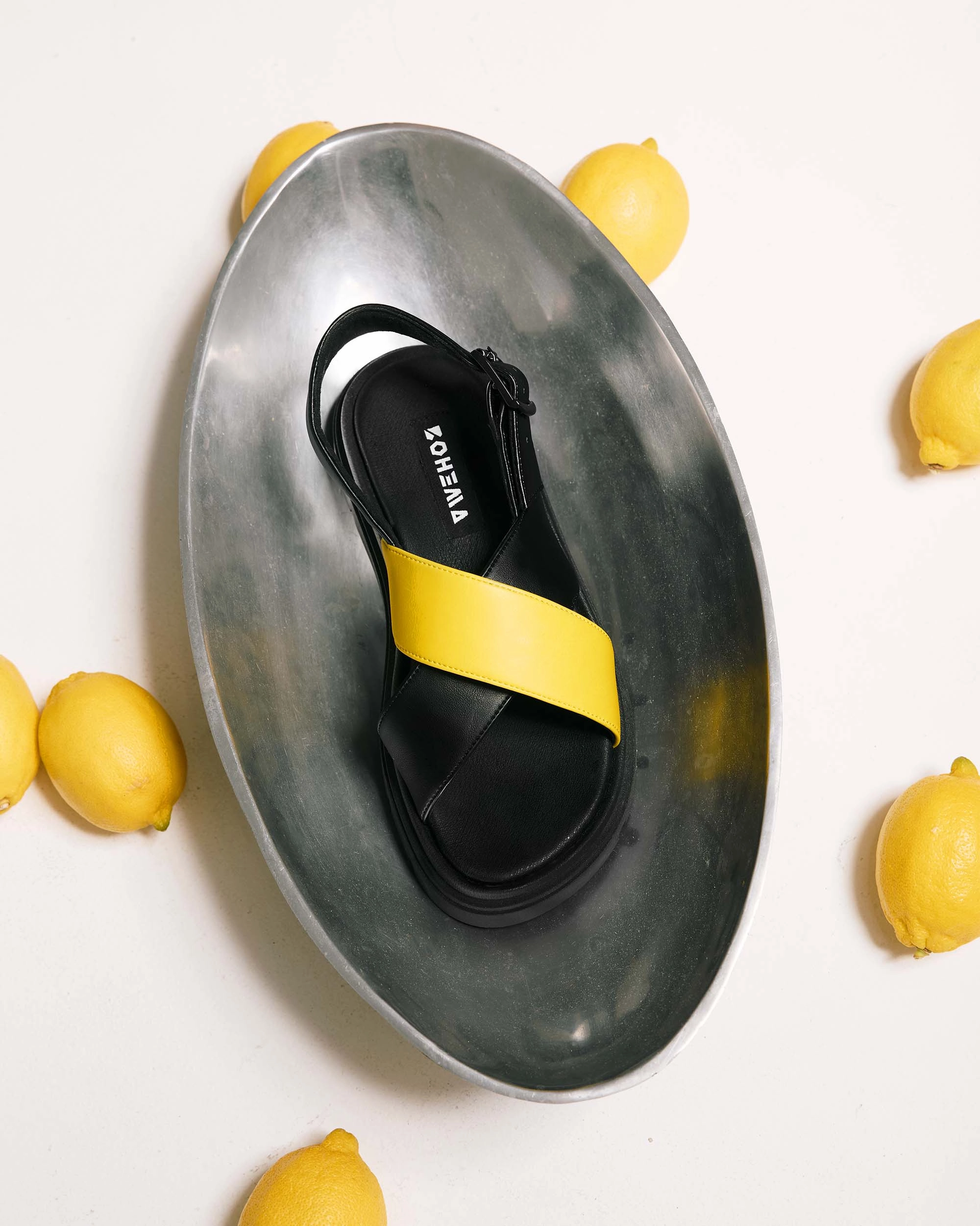 Flip Flops Parts Glare Sandals Lemon made of vegan corn leather