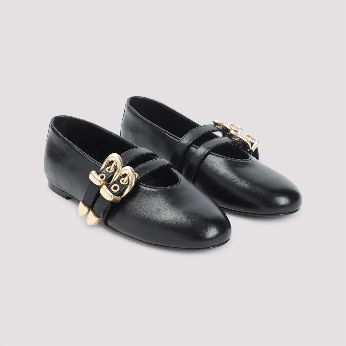 Flat Shoes Design Maven Black Leather Ballerina