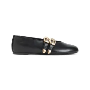 Maven Black Leather Ballerina Heel Shoes