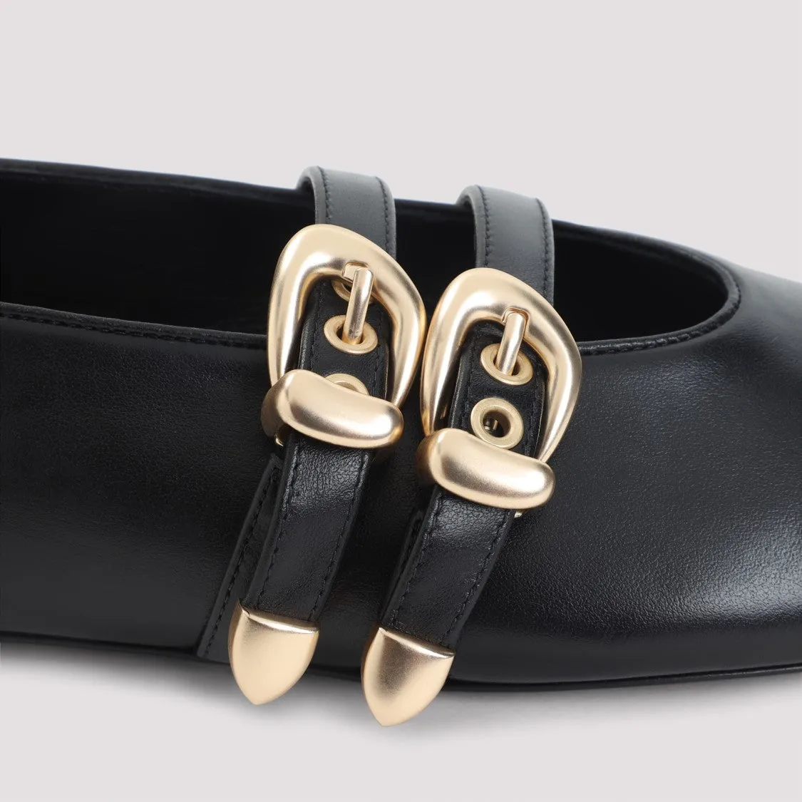 Maven Black Leather Ballerina Gabor Flat Shoes