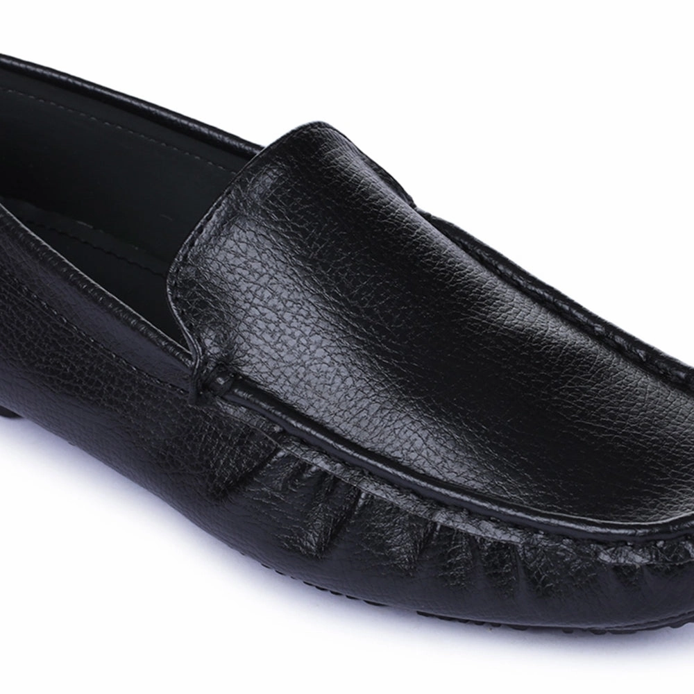 Gliders Black Casual Loafer Shoes For Men 2101-01 By Liberty Loafers Hush