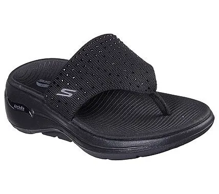 GO WALK ARCH FIT SANDAL - GLAM CITY - BLACK BLACK Used Flats Shoes