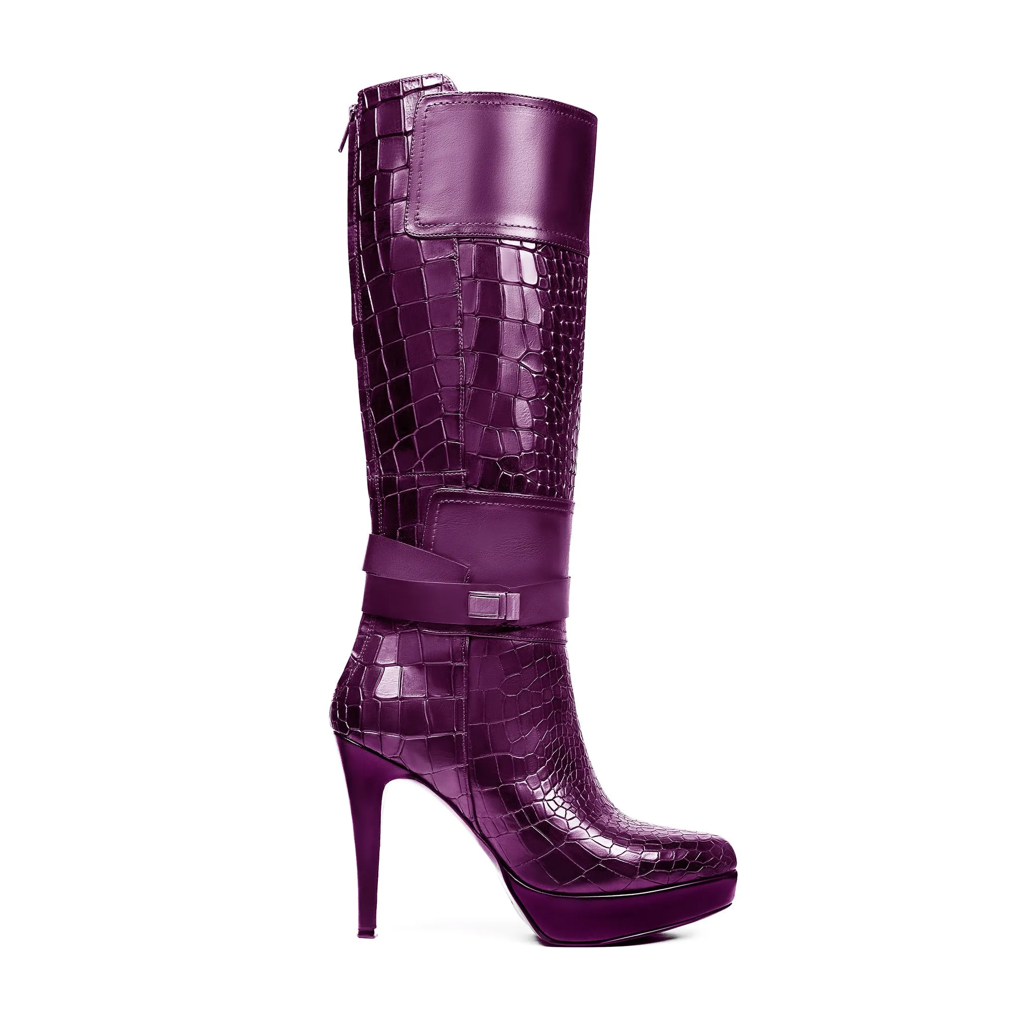 Beja - Ladies Light Purple Calf Leather Long Boot Boots With Joggers
