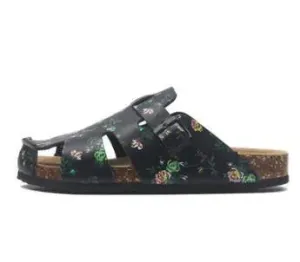 Graffiti Slip-On Leather Sandals Slip On Sandals With Arch Support