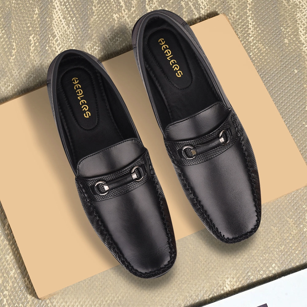 Healers Black Casual Loafers For Men OSL-31 By Liberty Loafers Vs Boat Shoes