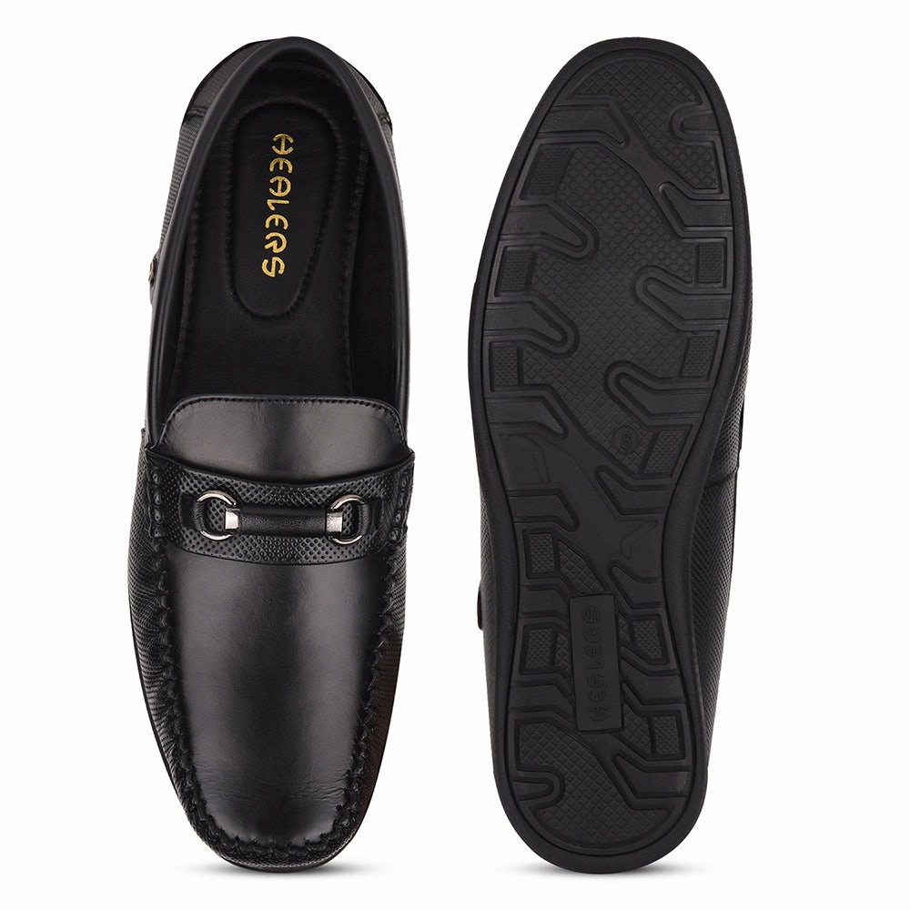 Healers Black Casual Loafers For Men OSL-31 By Liberty Ecco Shoes Loafers