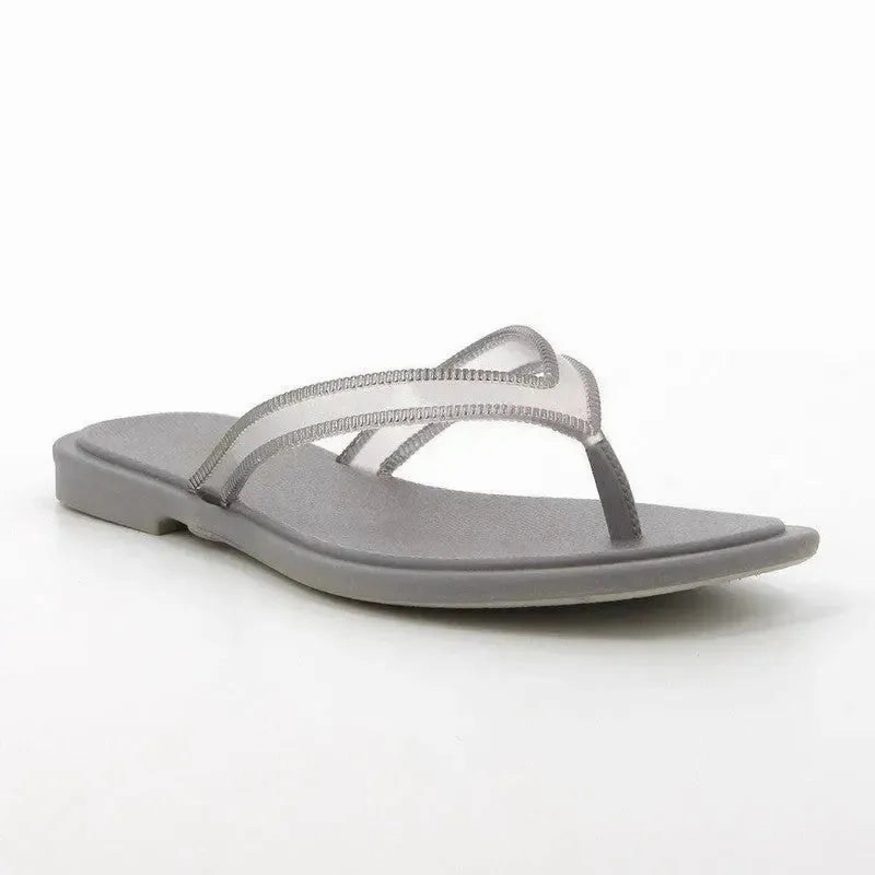 Wool Slip Ons Grendha Amina Thong Slip On Sandals - Grey/Silver