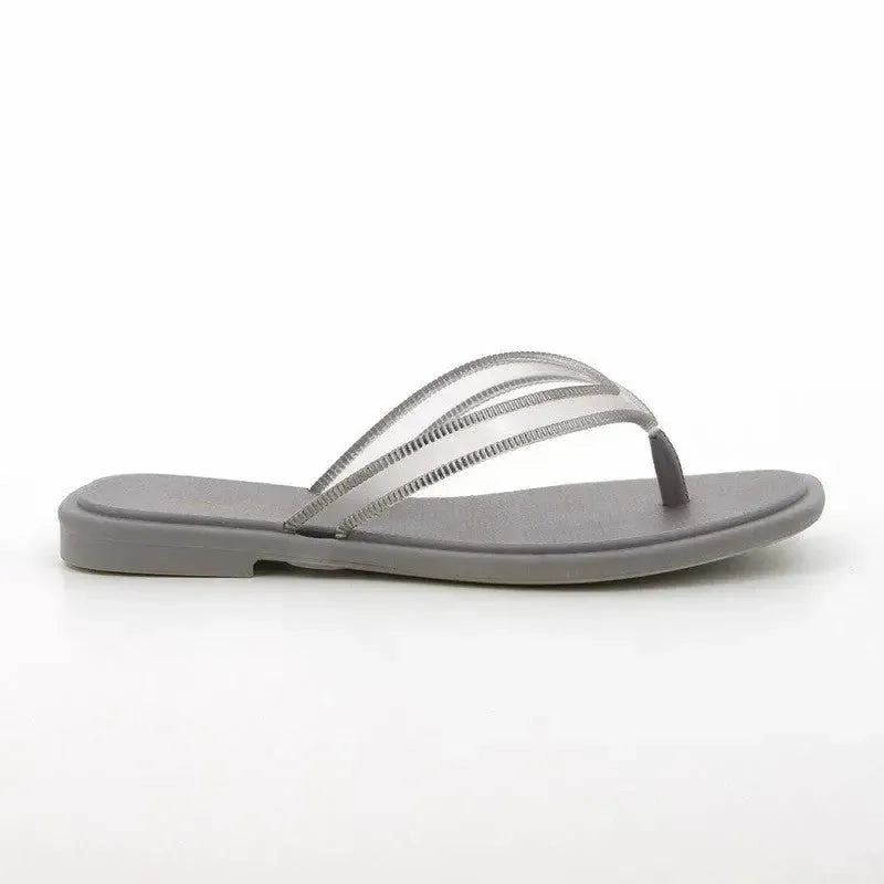 Slip On Italian Shoes Grendha Amina Thong Slip On Sandals - Grey/Silver