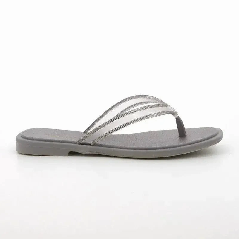 Grendha Amina Thong Slip On Sandals - Grey/Silver