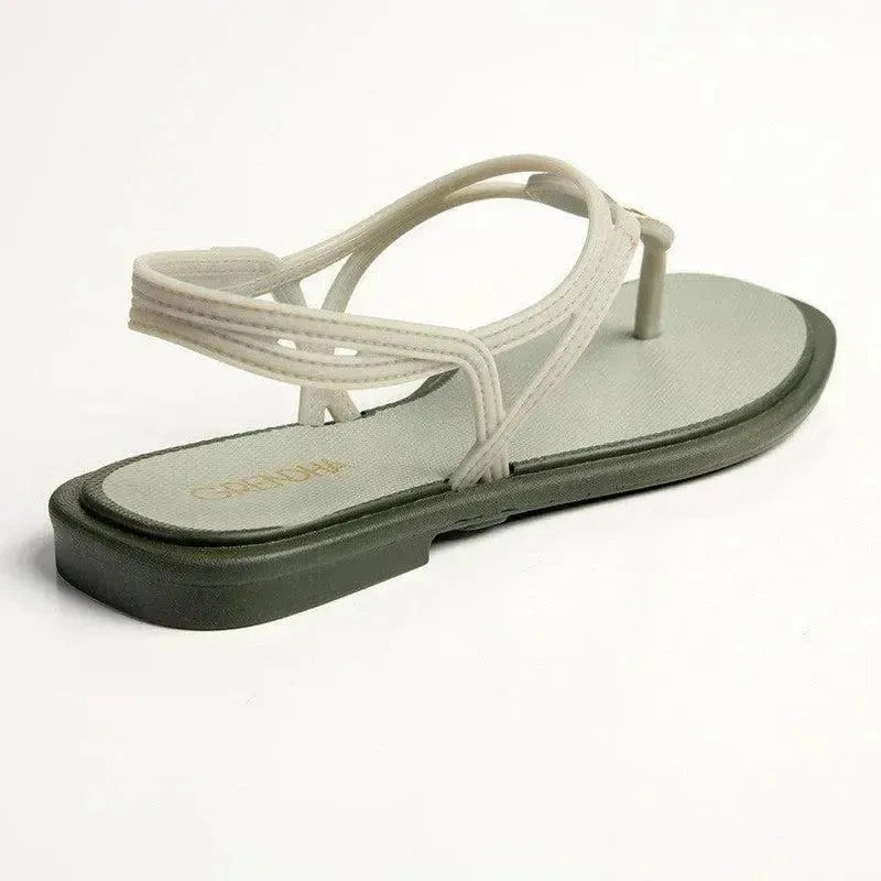 Grendha Talulla Ladies Thong Sandals - Green No Show Socks For Slip Ons