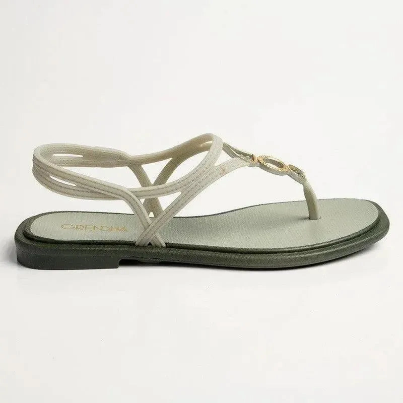 Grendha Talulla Ladies Thong Sandals - Green Limia Slip On