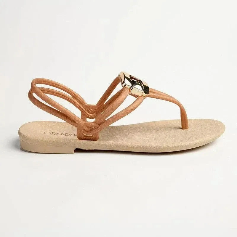 Grendha Tully Slingback Thong Sandals - Beige/Gold Reember Terrain Slip-ons