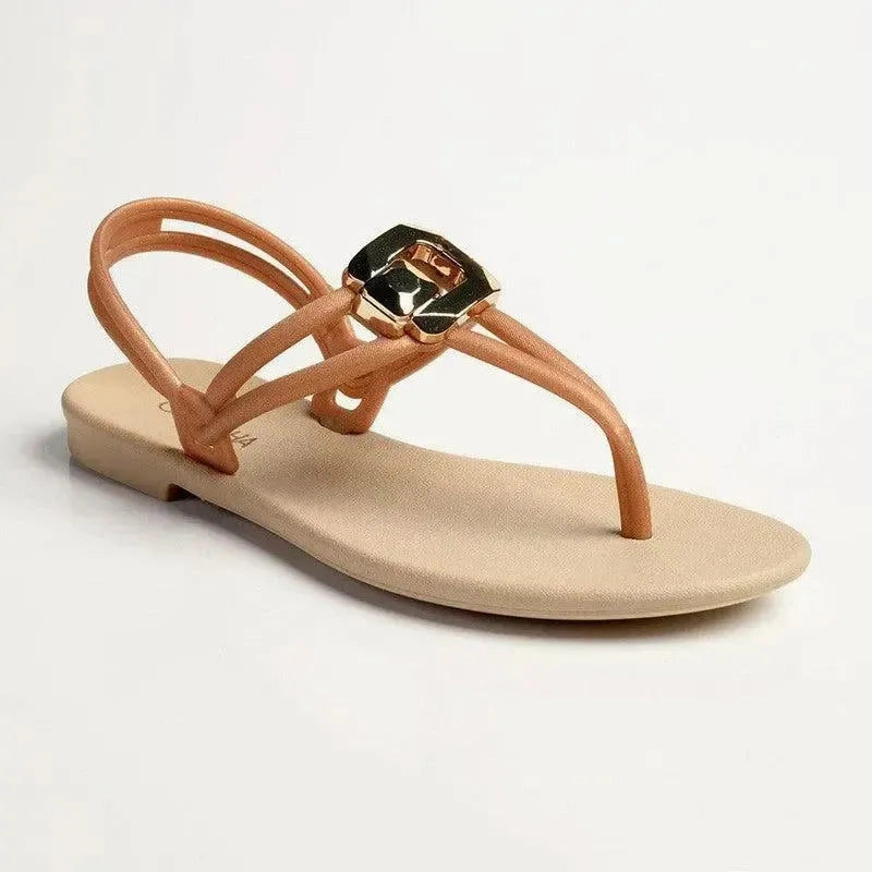 Grendha Tully Slingback Thong Sandals - Beige/Gold Superstar Slip On