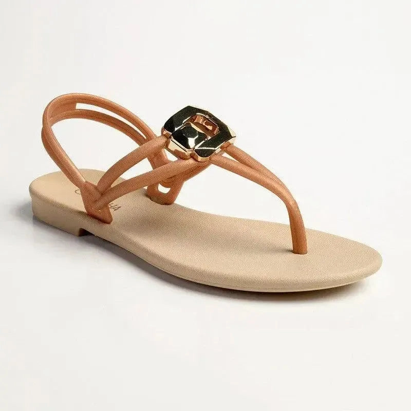 Slip On Sneakers  Grendha Tully Slingback Thong Sandals - Beige/Gold