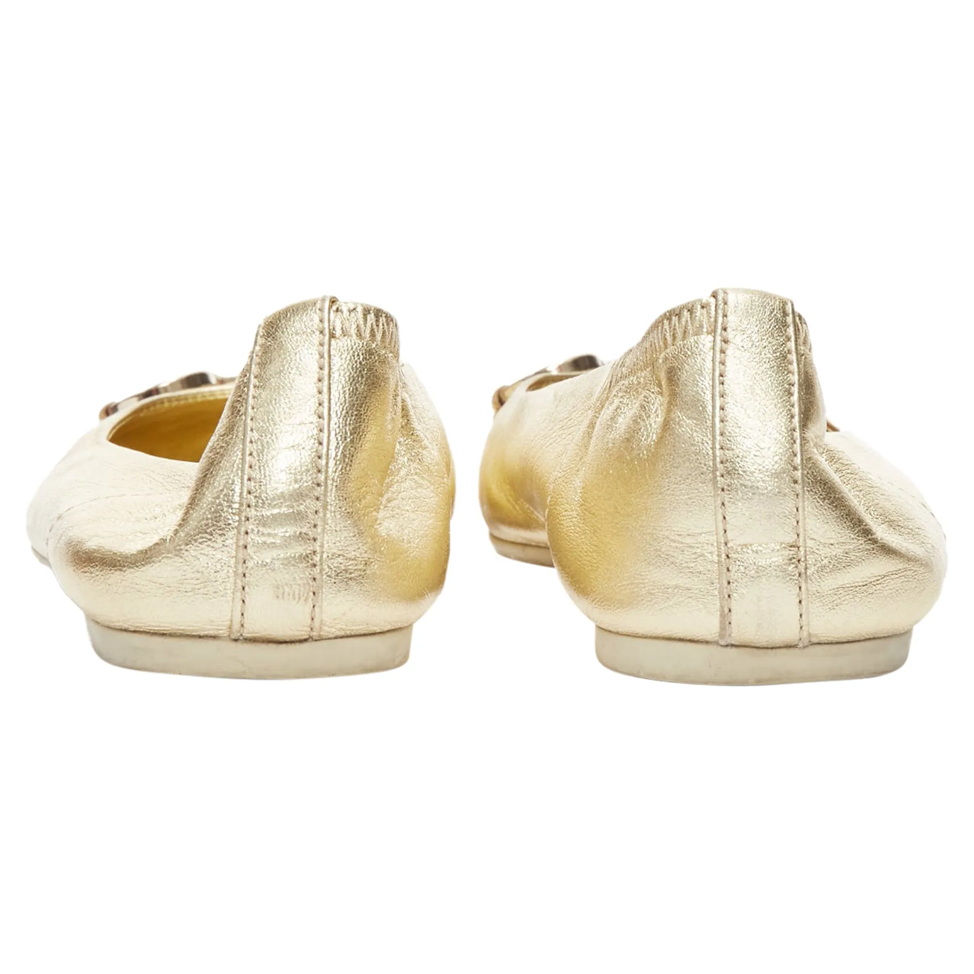 Best Futsal Shoes Flat Feet Gucci metallic Horsebbuckle round toe ballerina flats