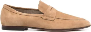 ALMOND TOE PENNY LOAFERS, SAND BEIGE CALF LEATHER. Loafers With Rhinestones