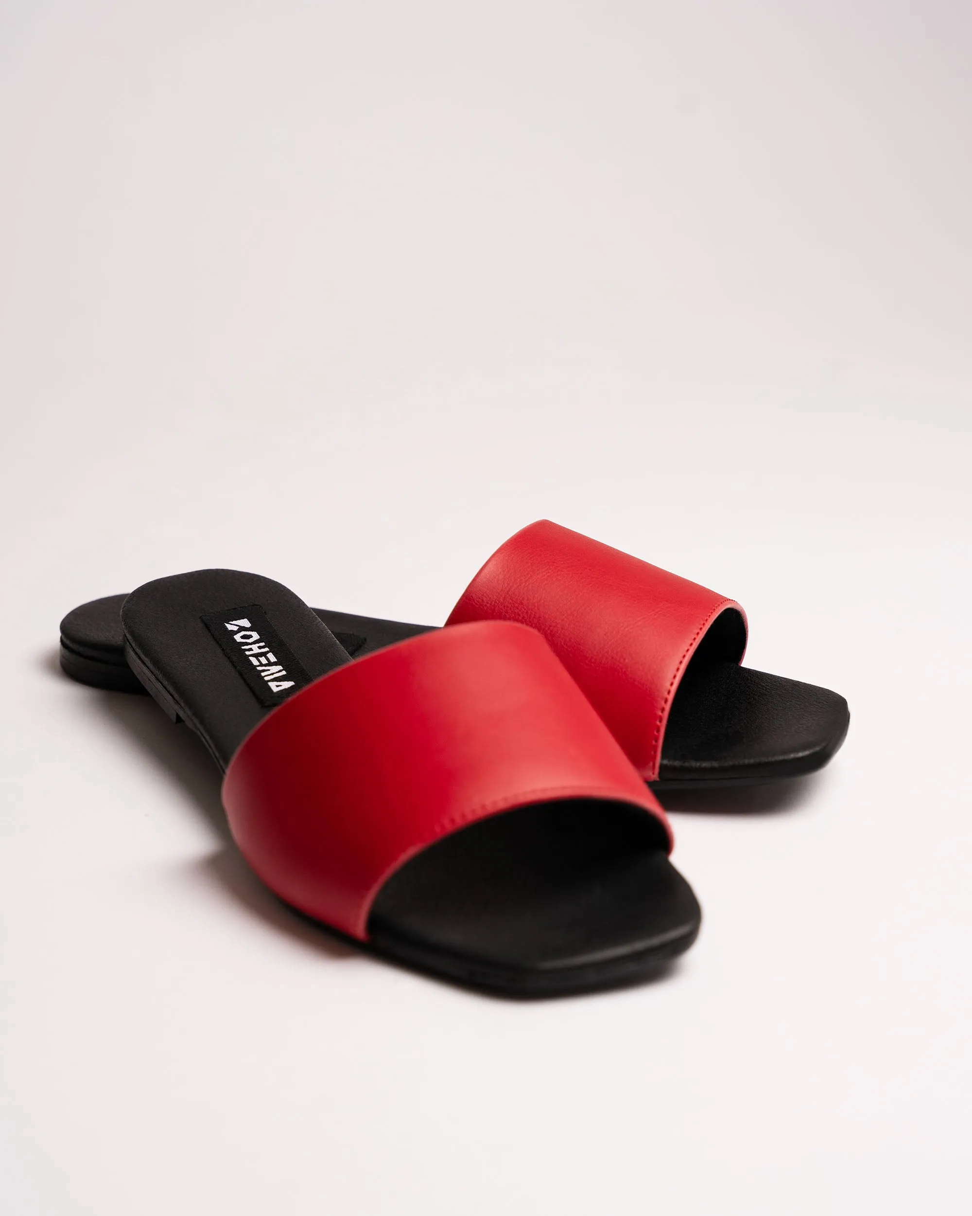 Mellow Slides Red vegan slides made of corn leather Memory Foam Slip On Slippers