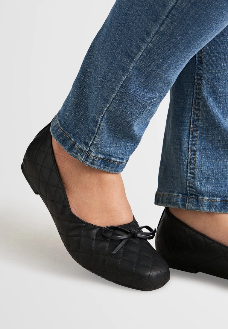 Belinda Ribbon Quilted Ballerina Flats Wedding Flat Shoes