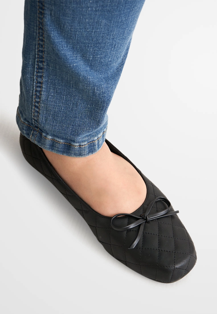 Sun Stone Shoes Flats Belinda Ribbon Quilted Ballerina Flats