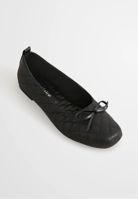 Flats Loafers Shoes Belinda Ribbon Quilted Ballerina Flats
