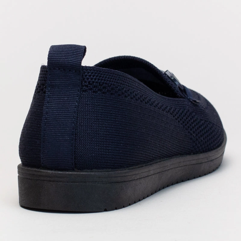 Race Shoes For Flat Feet Comfort Knit Loafer With Chain Detail