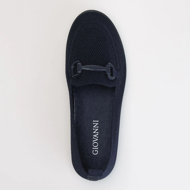 Comfort Knit Loafer With Chain Detail Plantar Fasciitis Flat Shoes