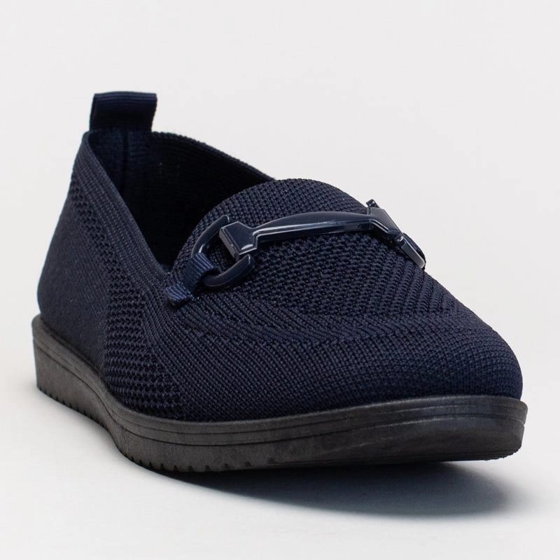 Flat Shoes Ballet Comfort Knit Loafer With Chain Detail