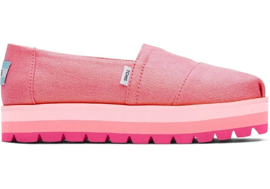 Toms Alp Platform 10019840 Girls  Pink Twill Glimmer Slip-On Shoes JOBB039 Best Shoes Cross Country Running