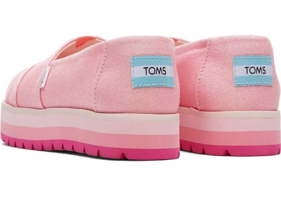 Toms Alp Platform 10019840 Girls  Pink Twill Glimmer Slip-On Shoes JOBB039 Reddit Running Shoe Geeks
