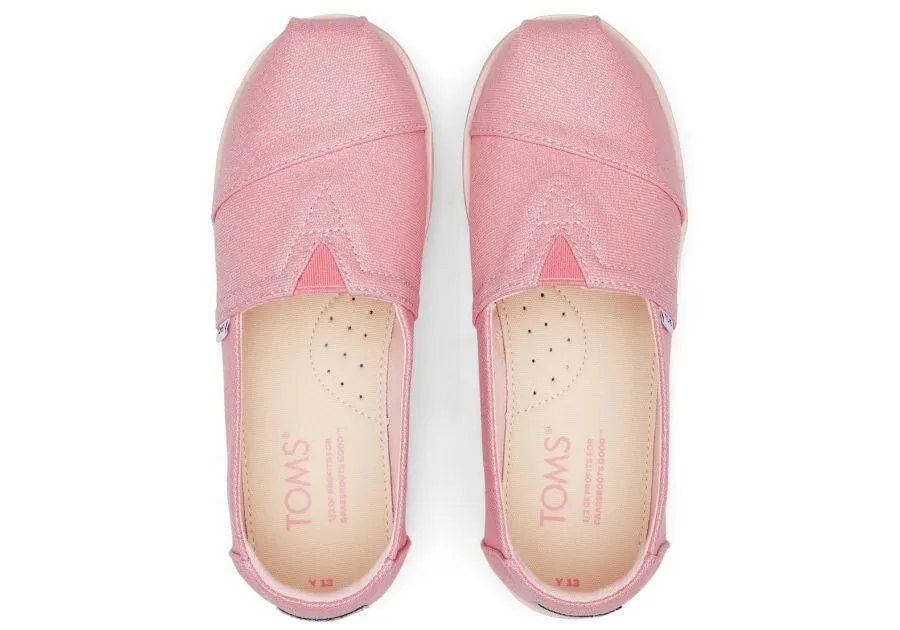 Best Shoe For Running Toms Alp Platform 10019840 Girls  Pink Twill Glimmer Slip-On Shoes JOBB039