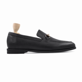 Harold - Men's Black Pebble Grain Leather Loafer Childrens Loafers